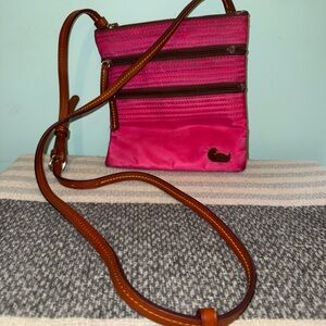 Pink Crossbody Bag with Brown Strap - Dooney